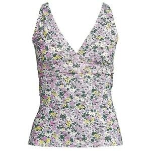Lands' End Swim Top 6/8 DD Plunge V-Neck Tankini Floral X Back
